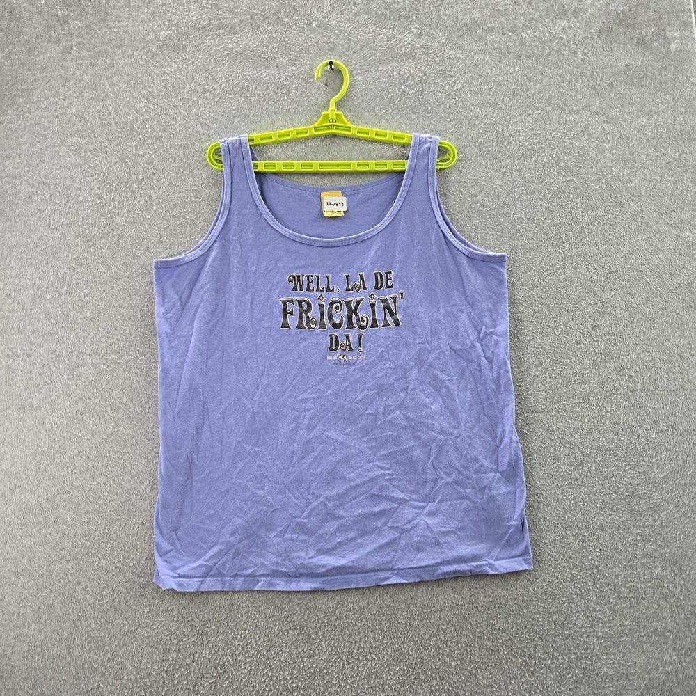 VINTAGE Big Dogs‎ Men Tank Top XL Blue Text Graphic Sleeveless Logo